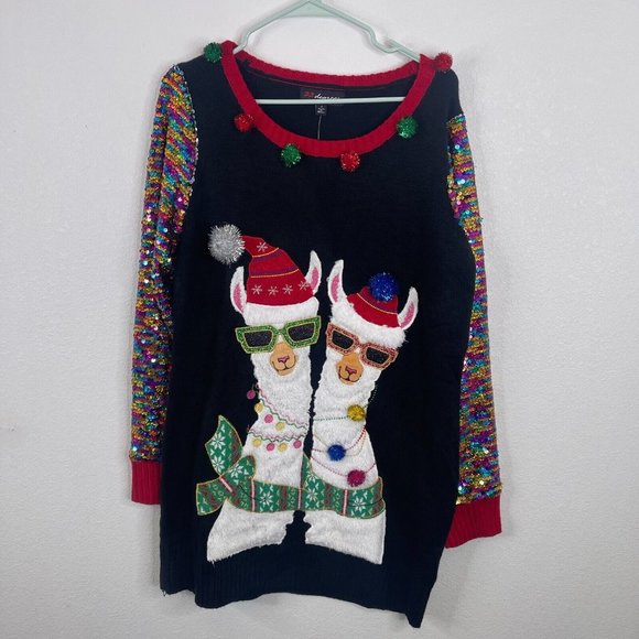 33 Degrees Sweaters - 33 Degrees Womens Christmas Holiday Sweater Sice L Long Sleeve LLama NWT
